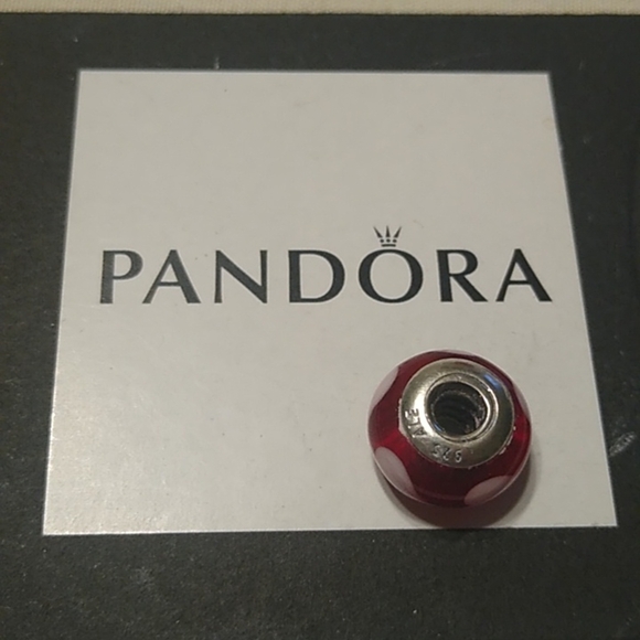 Pandora Red Murano with Pink Hearts Bead Charm 790658 ALE 925 - Picture 4 of 6